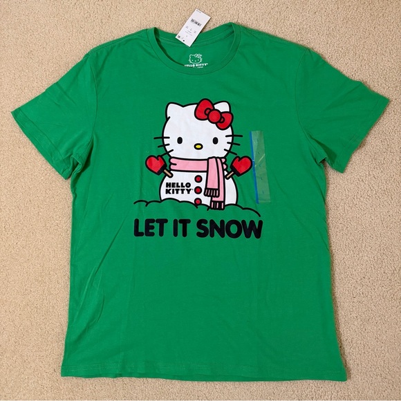 Sanrio Tops - Hello Kitty Let it Snow Kelly Green T-Shirt